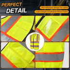 Hi Vis Vest for Men Women High Visibility Mesh Vest with 5 Pockets,Safety Vest with Reflective Trips, Breathable,(GR720-Yellow,5XL).