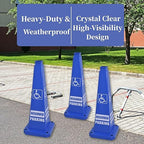 BESEA Reserved Parking Cone 3 Pack, 28" No Parking Sign Cone with Weighted Base, Blue 4-Sided “ Reserved Parking” Warning Cone for Driveways Business Parking Lots Garages Indoor/Outdoor
