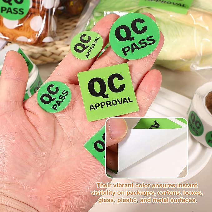PATIKIL 360 Pcs 1 Roll QC Pass Labels, 1.5 Inch Circle Inventory Control Adhesive Round Labels Food Service Quality Control Stickers for Warehouse Management Inspection, Green