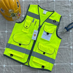 TCCFCCT High Visibility Vest 9 Pockets Hi Vis Reflective Safety Vest for Men Women, Construction Vest with Reflective Strips, Meets ANSI/ISEA Standards, (Yellow, Small)