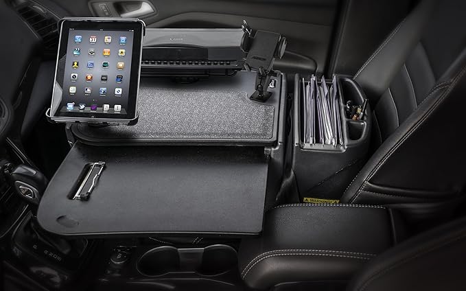 AutoExec AE-GMCD-PM-PS-TAB-BT GripMaster Car Desk for Your Vehicle Workstation and Mobile Office, Black with Phone Mount, Printer Stand and Tablet Mount