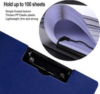 2 Pack Foldable Clipboards, A4 Office Clipboard Folder with Double Metal Clips, 360 Degree Foldable Binder Clipboard with Pen Holder, File Cover Work Folder Clipboards, White Blue