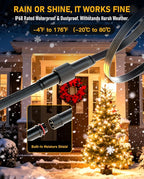 10FT Extension Cable for Govee Permanent Outdoor Lights (H705A-H706C), IP68 Waterproof 3-Pin Extension Cord, 22AWG Pure Copper Wire, Expand Holiday Lighting for Christmas, New Year, Roof, Black
