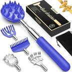 Upgraded Reinforced Telescoping Back Scratcher with 5 Detachable Heads, Larger Scratching Tips, Stocking Stuffer & White Elephant Gifts for for Men Women Adults