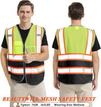 BeautyWill Custom Mesh Safety Vest Customized Logo Class2 High Visibility Reflective Vest with Pockets Construction workwear（Yellow Black，S ）