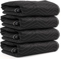US Cargo Control Moving Blankets 72"x80" 4-Pack, (65 lbs/doz weight), Heavy Duty Packing Blankets for Moving Furniture, Shipping, and Storage, Black Quilted Furniture Pads, MBDELUXE Econo Deluxe