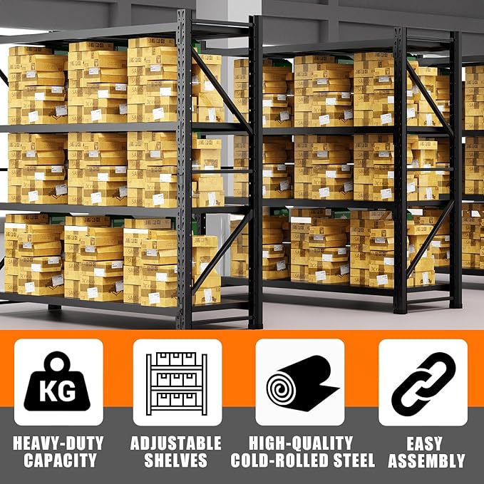 torage Shelves,Garage Shelving Heavy Duty Metal Adjustable Garage Shelves, Shelving Units Industrial Shelving for Warehouse(Black, W47.2*D19.7*H79)