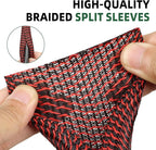 Split Wire Loom Tubing, Cable Protector Sleeve, Braided Cable Management for TV/Computer/Home Theater/Engine Bay, Cord Protectors from Pets No Chew (Red and Black, 1/2"-25ft)