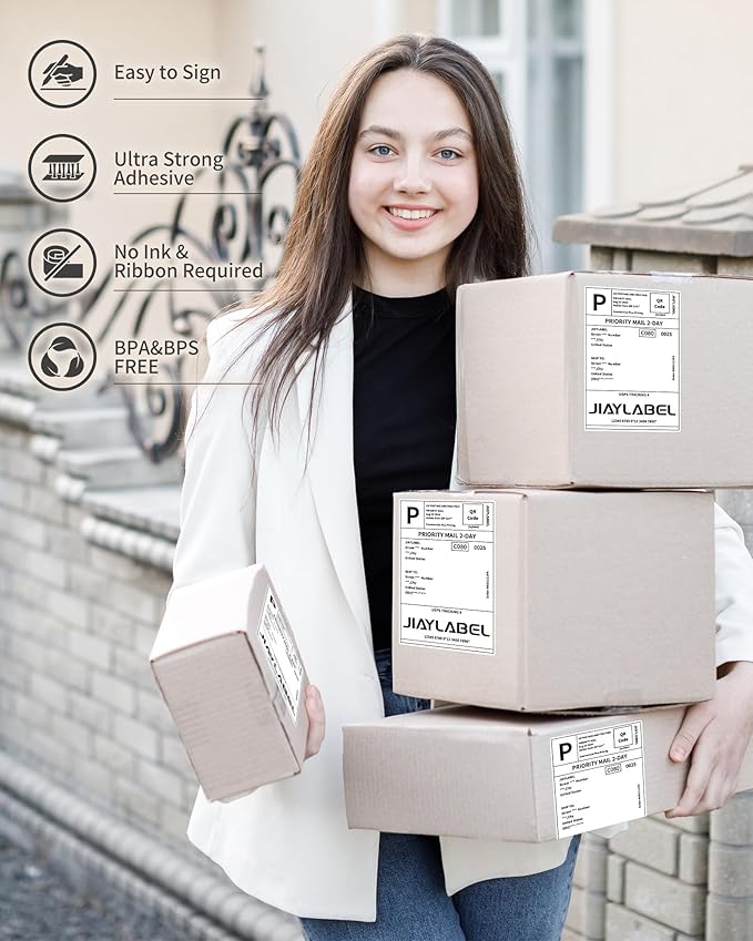 4x6 Thermal Mailing Labels for Direct Thermal Label Printer Shipping Sticker Paper for Address Postage, 250 Labels/Roll, 4 Rolls, Total 1000PCS