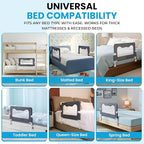 TotCraft Flexguard Height & Length Adjustable Bed Rail for Toddlers – Fits Twin, Full, Queen & King Beds – 35.5″ or 59″ Two Fixed Lengths – 14 Height Levels – ASTM Certified Kids Safety Guard (Grey)