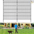 5 Panels No Dig Garden Fence with Gate, 44in(H) × 11.8ft(L) Decorative Metal Outdoor Dog Fence, Rustproof Pet Fencing for Yard, Patio, Flower Bed -Temporary Fencing| Easy to Install