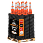 Xpose Safety 28 Inch Orange Slim Line Traffic Cones Heavy Duty 10lb 6" & 4" Collar - Bulk Half Pallet 150 Pack - Multipurpose PVC Plastic Safety Cone Parking, Caution & Construction - DOT Approved
