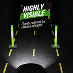 RoadHero 45 Inch Delineator Post with Base, Portable Lime Green Traffic Delineator Posts Cones with Reflective Collars for Parking Lots, Road Safety, Construction Events 3 Pack