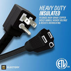 9 ft Heavy Duty Appliance Extension Cord, 14 AWG, 15A 125V 1875W, 3 Prong Flat Plug, ETL Listed, Short Power Extension Cable for Air Conditioner, Refrigerator, Microwave, Indoor Use, Black
