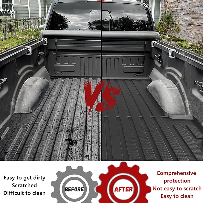 Truck Bed Mat Fit Ford Ranger 2024 2025 (5FT, 59.6" Bed), TPE All Weather Truck Bed Liner Cargo Liner Ranger Accessories