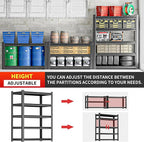 Heavy Duty Metal Storage Rack Shelving for Garage, 5 Tier Shelving Unit - Garage Storage Shelf, Industrial Utility Shelving, Durable Metal Shelf Organizer 24" D x48 W x87 H（2 Pieces）