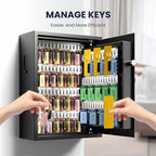 Heavy Duty 103 Keys Electronic Key Lock Box with Anti-Theft Deposit Key Slot & Key Out Tags, Key Cabinet Wall Mount with Code for Home Office