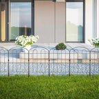 28 Pack Decorative Garden Fence Outdoor 24in (H) x 30ft (L) Coated Metal RustProof Landscape Wrought Iron Wire Border Folding Patio Fences Flower Bed Fencing Animal Barrier Section Panels Decor
