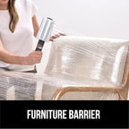 GORILLA GRIP 500% Shrink Wrap Roll with Handle, 5" 1000ft Plastic Wrap Stretch Film, Puncture Resistant Industrial Strength Moving Supplies, Pallet Storing, Packing Furniture Protection, 2 Pack Clear