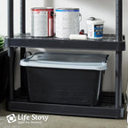 Life Story 18 Pack Heavy Duty Stackable Storage Bin, 55 Quart Home Organizer, Versatile Lightweight Locking Bins with Carrying Handles, Black/Gray