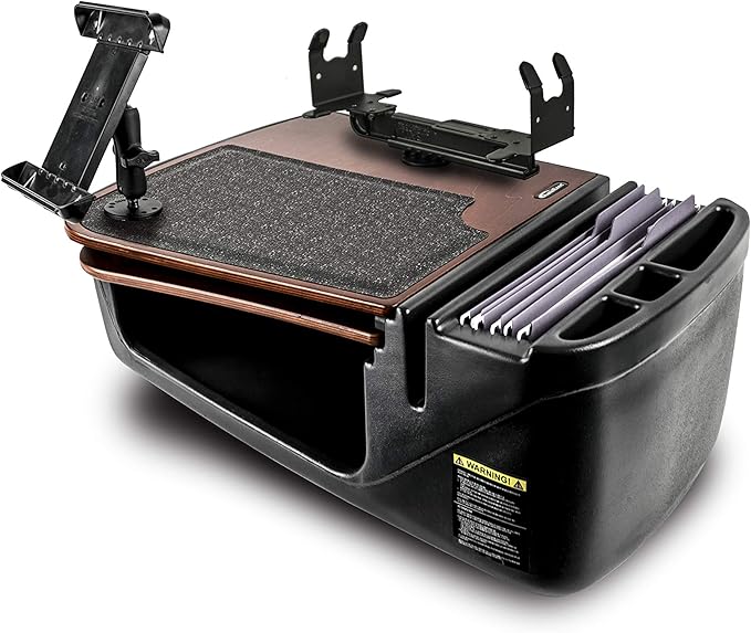 AutoExec AE-GMCD-PI-TAB-PS-21M GripMaster Car Desk for Your Vehicle Workstation and Mobile Office, Mahogany with 400 watt Power Inverter, Tablet Mount and Printer Stand