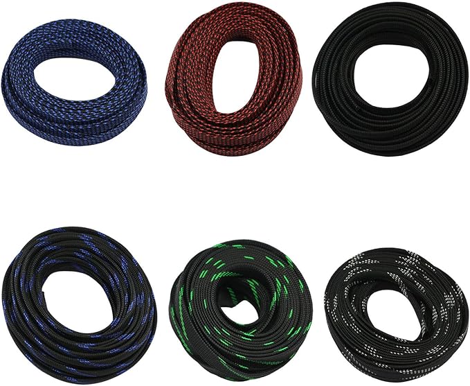 30ft PET Expandable Sleeving Wire Cable Sleeve (1/4", Black)