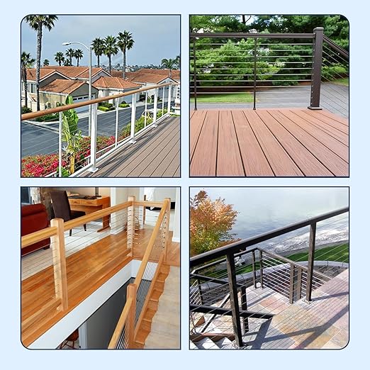 50 Pack 45 Degree Angle Protective Sleeves, Black Cable Railing Corner Protector Sleeve Beveled for 1/8" Wire Rope, T316 Marine Grade Cable Railing Kit with Two Drill Bit for Wood Posts HF039B