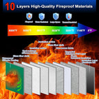 6500°F Large Fireproof Document Organizer with Lock,10 Layers Heat Insulated＆Waterproof Zipper,Removable Folder Layers/Wallet,Portable Home Travel Safe Storage for Important Documents,Files and More