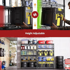 IZEUK 5-Tier Heavy Duty Metal Storage Shelving Unit (Black, 17.7" D x 47.2" W x 72.3" H, 1750 lbs Capacity), Adjustable Steel Wire Rack Shelf Organizer for Garage, Kitchen, Basement, Laundry, Office