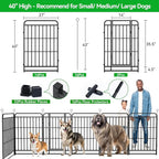 Heavy Duty Dog Playpen: 16 Steel Panels 40" Height, Square Steel Pipe with Reinforced Crossbars, 36FT 103 Sq.ft Portable Fence for Yard RV Camping, Snowy Black