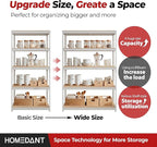 HOMEDANT 47.7" W 5 Tier Heavy Duty Garage Shelving Adjustable Metal Rack Storage Shelves Standing Shelf Unit Organizers Industrial Warehouse Basement Black 1Pack