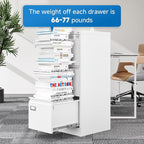 3 Drawer File Cabinet with Lock Metal Vertical File Storage Cabinet Office Home Steel Vertical File Cabinet for A4 Legal/Letter Size Narrow File Cabinet Locked,Assembly Required