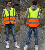 zojo High Visibility Safety Vests With Pockets,Pack of 10,Wholesale Reflective Vest for Outdoor Works, Cycling, Jogging, Walking,Sports - Fits for Men and Women (2XL-Mix Yellow & Orange)