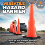 Xpose Safety 36 Inch Orange Traffic Cones, 1-Pack - Multipurpose PVC Plastic Safety Cone for Parking, Soccer, Caution, Kids and Construction - DOT Approved