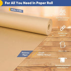 Vanhench Brown Wrapping Paper Roll, Craft Kraft Packing Paper 17.5"x 1200"(100') for Birthday Gift Bulletin Board Arts Bouquet Flower Table Covering Poster Shipping Christmas Supplies 70GSM 50LB