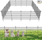 10 Panels No Dig Decorative Outdoor Garden Fence for Yard, 24 in(H) X 20 ft(L) Animal Barrier Fencing Rustproof Metal Wire Panel Border for Dog, Rabbits, and Patio Temporary Ground Stakes