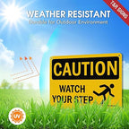 T&R Caution Watch Your Step Signs - 4 Pack - 10 x 7 Inches Rust Free .040 Aluminum -Reflective, UV Protected, Waterproof, Weatherproof and Fade Resistant - 4 Pre-drilled Holes
