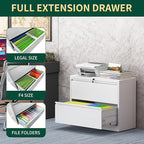 2 Drawer Lateral File Cabinet with Lock, Metal File Cabinets for Home Office, Steel Heavy-Duty Filing Storage Cabinet for Letters/Legal/A4 (Require Assembly, White)