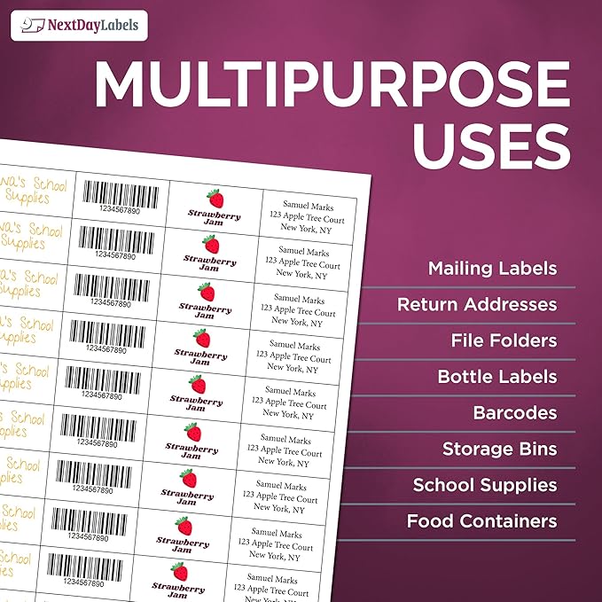 NextDayLabels – 2" x 1" Rectangular Sticker Labels for Printer - White Laser/Inkjet Printer Labels Return Address Labels Shipping Label Stickers (100 Sheets, 40 Per Sheet, 4000 Labels)