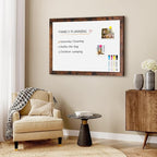 4 THOUGHT Dry Erase Board, 36" x 24" Magnetic Whiteboard Brown Vintage Wood Frame Wall-Mounted White Board Decorative Notice Board School, Office, Home, 8 Magnets 4 Markers 1 Eraser