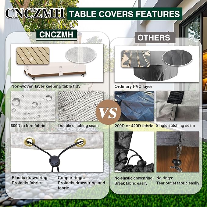 Heavy Duty Patio Furniture Covers Waterproof, 600D Outdoor Furniture Cover Waterproof for Sectional Sofa Couch, Outdoor Dining Table and Chair Set Covers 140''L x 80''W x 32''H, Beige Brown