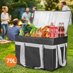 XXXL 2 Pack Insulated Food Delivery Bag with Removable Hard Bottom, Reusable Insulated Grocery Bag for Hot and Cold Food, Catering Cooler for Doordash, Warmers, Parties (Black+Red)