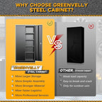 Greenvelly 72" H Metal Storage Cabinet, 36" W x 18" D Black Metal Cabinet with 2 Doors and 4 Adjustable Shelves,Locking Cabinets for Office, Home, Garage, School