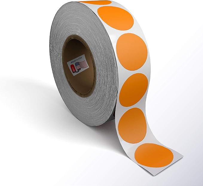 Kenco Color Coding Circle Dot Sticker Labels on a roll (Bright Orange, 1 INCH 1000 Stickers)