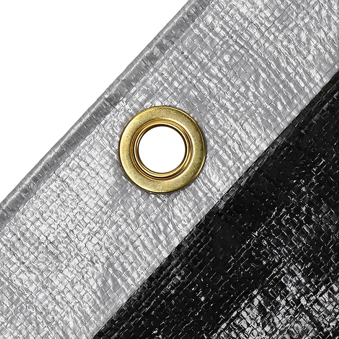 WHITEDUCK Super Heavy Duty Poly Tarp Cover 16 Mil & 10 Mil with Grommets and Reinforced Edges (Brown, White & Silver Black) (Silver Black- 10 Mil, 15' x 20')