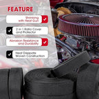 2 in 1 Heat Shrink Braided Sleeving Fabric Tubing-Ideal fit Irregular Shape Hose/Cable/Wire (1-3/8"(34mm), 22FT,)