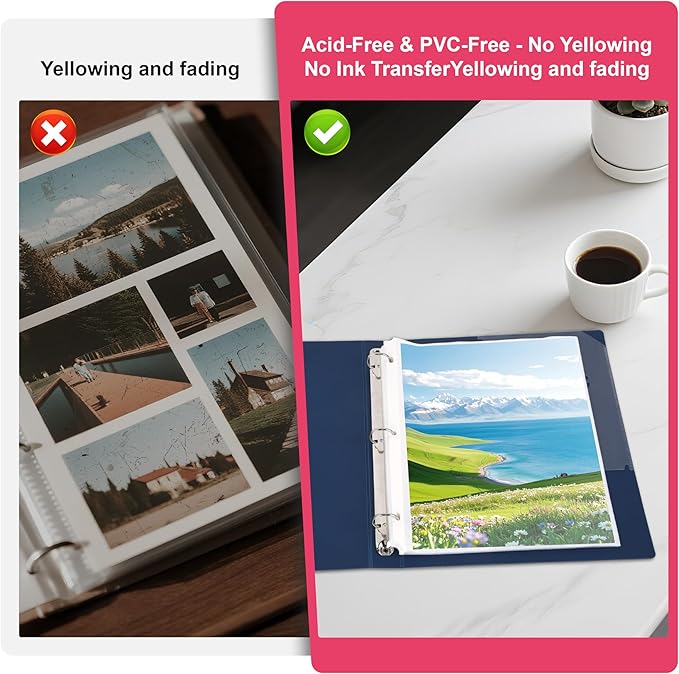50-Pack Heavy Duty 8.5"x11" Sheet Protectors - Top-Loading Acid-Free & Waterproof for Photos, Certificates, School, Office, Legal Documents, Medical Records, Teachers, Artists (50)