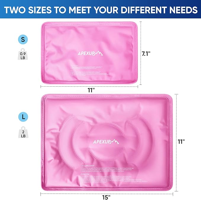 APEXUP Gel Ice Packs for Injuries Reusable, Flexible Double Sided Cold Packs for Injuries, Ice Pack for Knee, Shoulder, Back, Hip, Leg, Arm (Pink, S, 1PK)