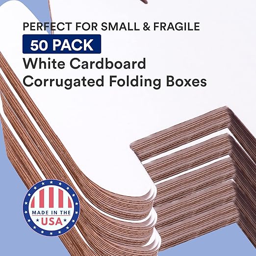Box USA 14" Deluxe Shipping Boxes 14"L x 14"W x 2"H, 50-Pack - White Box Mailers for Packaging, Storage, Gifts or Bulk Business Orders