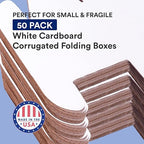 Box USA 14" Deluxe Shipping Boxes 14"L x 10"W x 4"H, 50-Pack - White Box Mailers for Packaging, Storage, Gifts or Bulk Business Orders